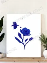 Blue Flower & Bird Canvas Wall Art for Living Room Bedroom Home Decor