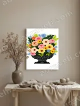 Colorful Floral Vase Canvas Wall Art for Living Room Home Decor – view 3