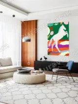 Colorful Rearing White Horse Canvas Wall Art for Home Decor – view 5
