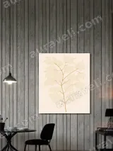 Golden Botanical Leaf Canvas Wall Art for Living Room Decor – view 2