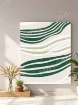 Abstract Green Wave Lines Canvas Wall Art for Living Room Decor – view 3
