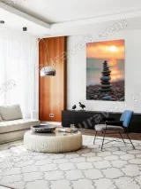 Balanced Stones Beach Sunset Canvas Wall Art for Home Decor – view 5