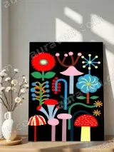 Colorful Abstract Floral & Mushroom Canvas Wall Art for Home Decor – view 5
