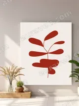 Minimalist Red Botanical Leaf Canvas Wall Art for Living Room Home Decor – view 4