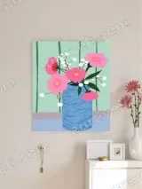 Pink Floral Blue Vase Canvas Wall Art for Living Room Bedroom Home Decor – view 3