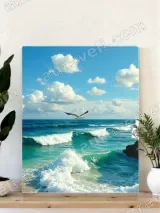 Ocean Wave Seagull Beach Canvas Wall Art for Living Room Home Decor – view 4