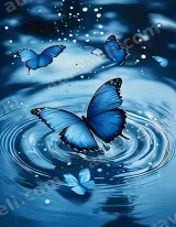 Blue Butterfly Water Ripple Canvas Wall Art for Living Room Bedroom Home Decor living room wall art for modern home decor