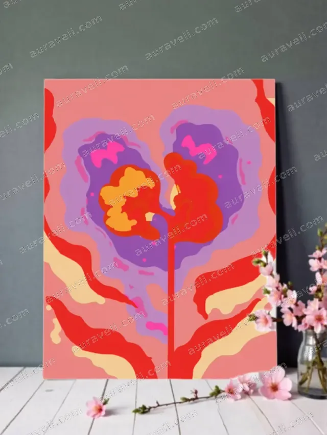 Vibrant Abstract Floral Canvas Wall Art for Living Room Decor — art print