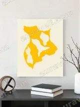 Abstract Yellow Organic Shape Canvas Wall Art for Living Room Home Decor – view 3