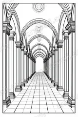 Architectural Archway Corridor Line Art Canvas Wall Art for Home Decor home office wall art for modern home decor