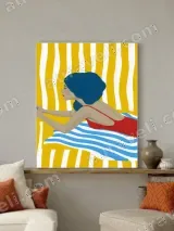 Retro Poolside Woman in Red Swimsuit Canvas Wall Art for Living Room Decor – view 2