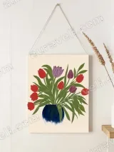 Red & Purple Tulip Bouquet Canvas Wall Art for Living Room Home Decor – view 2