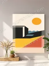 Geometric Abstract Landscape Canvas Wall Art for Living Room Decor – view 4