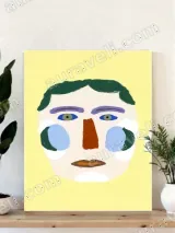 Whimsical Face Abstract Canvas Wall Art for Living Room Home Decor
