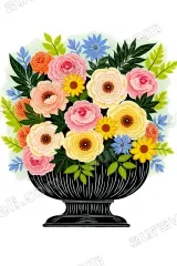 Colorful Floral Vase Canvas Wall Art for Living Room framed modern home decor