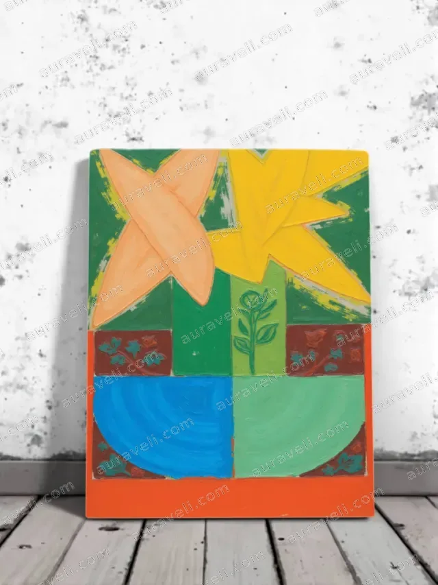 Abstract Geometric Floral Canvas Wall Art for Living Room Home Decor — art print