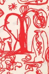 Red Abstract Line Drawing Canvas Wall Art for Living framed modern home decor
