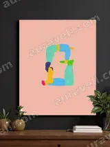 Playful Abstract Human Figure Canvas Wall Art for Living Room Decor