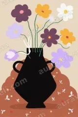 Colorful Floral Vase Canvas Wall Art for Living Room framed modern home decor