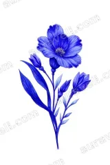 Blue Floral Canvas Wall Art for Living Room Bedroom framed modern home decor