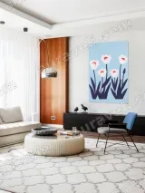 Minimalist White Floral Wall Art for Living Room and Bedroom Home Decor – view 5