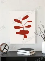 Minimalist Red Botanical Leaf Canvas Wall Art for Living Room Home Decor – view 3