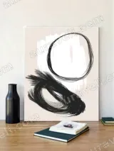 Abstract Black Brushstroke & Circle Wall Art for Home Decor – view 2