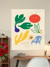 Abstract Summer Botanical Wall Art for Living Room Home Decor