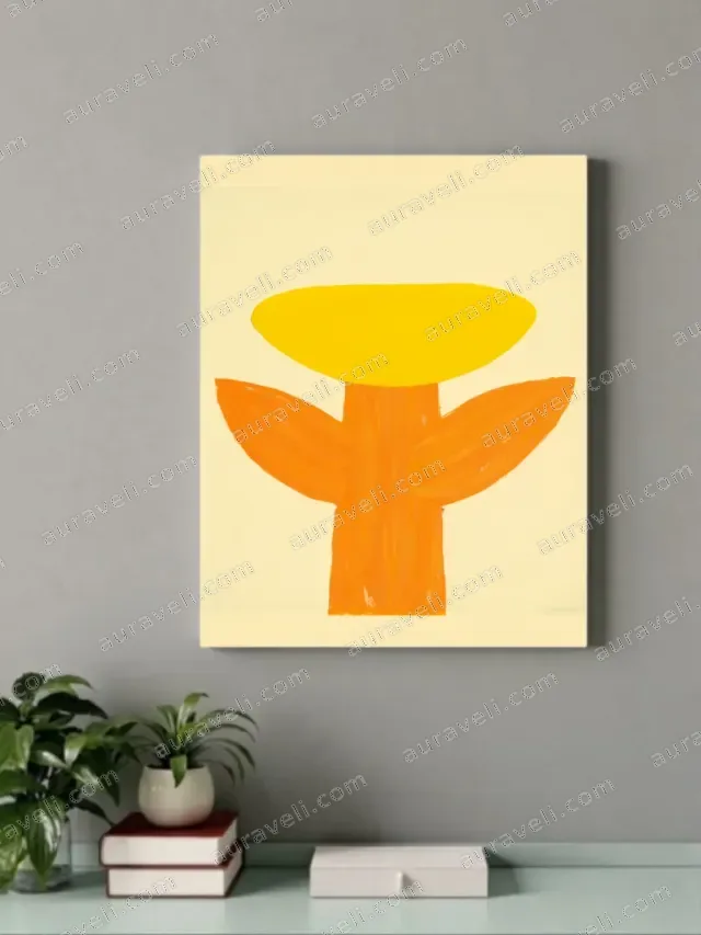 Abstract Citrus - toned Botanical Canvas Wall Art for Living Room Decor — art print