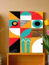 Abstract Geometric Summer Canvas Wall Art for Living Room Decor – view 2