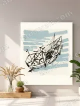 Nautical Boat Sketch Canvas Wall Art for Living Room Home Decor – view 4