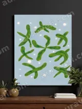 Abstract Green Botanical Canvas Wall Art for Living Room Home Decor