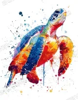 Colorful Sea Turtle Watercolor Splatter Canvas Wall Art for Home Decor landscape wall art for modern home decor