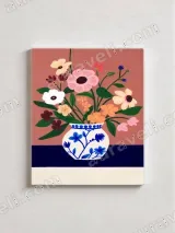 Floral Canvas Wall Art with Blue & White Vase for Living Room Home Decor – view 3