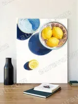Lemons & Colanders Still Life Canvas Wall Art for Kitchen Home Decor