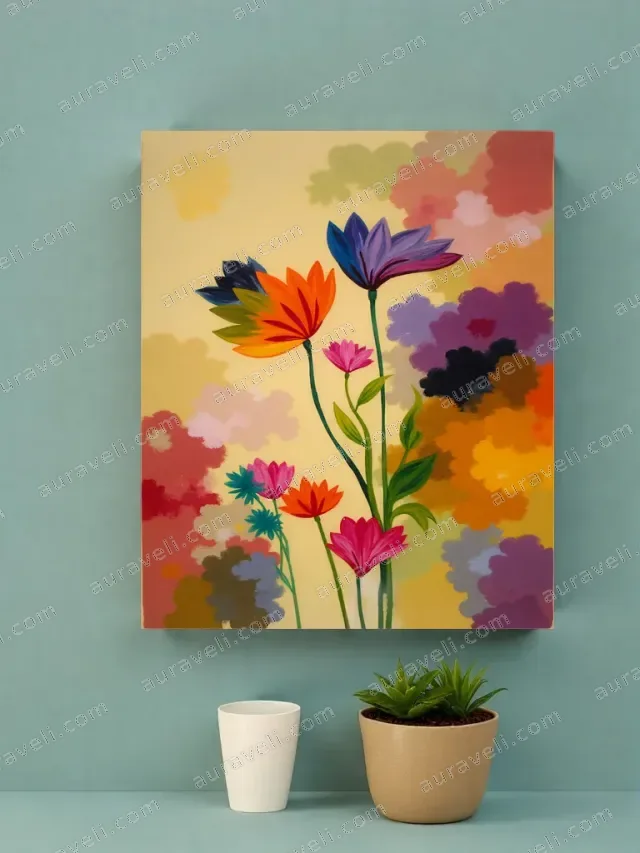Colorful Floral Canvas Wall Art for Bedroom and Living Room Home Decor — art print