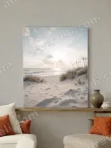 Sunrise Beach Sand Dune Ocean Canvas Wall Art for Living Room Home Decor – view 3