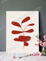Minimalist Red Botanical Leaf Canvas Wall Art for Living Room Home Decor – view 2