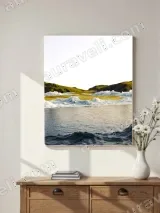 Surreal Wave, Golden Land & Green Hill Canvas Wall Art for Home Decor – view 2