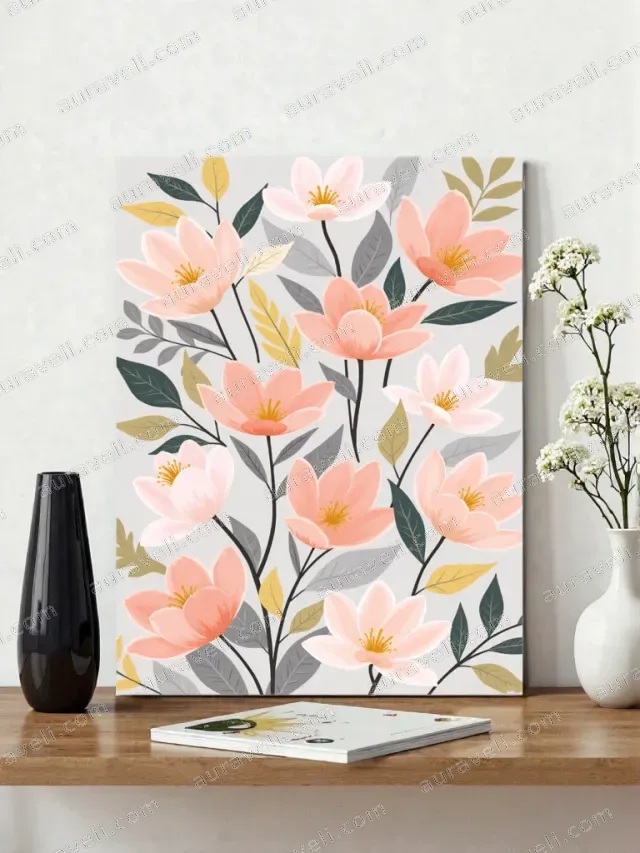 Blush Floral Canvas Wall Art for Bedroom Living Room Home Decor — art print