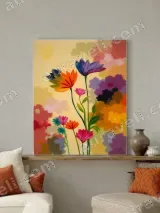 Colorful Floral Canvas Wall Art for Bedroom and Living Room Home Decor – view 3