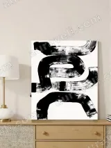 Abstract Black Brushstroke Canvas Wall Art for Living Room Home Decor – view 3