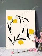 Yellow Tulip Floral Canvas Wall Art for Living & Bedroom Home Decor
