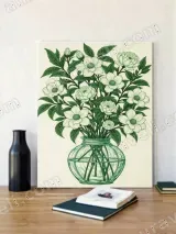 Green Botanical Floral Vase Canvas Wall Art for Living & Bedroom Decor