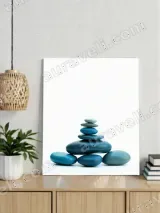 Stacked Blue Pebbles Canvas Wall Art for Living Room Bedroom Home Decor – view 2
