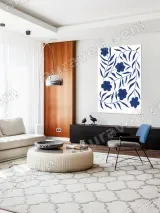 Navy Blue Floral Botanical Canvas Wall Art for Home Decor – view 5