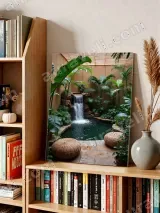 Tropical Indoor Garden Waterfall Canvas Wall Art for Living Room Home Decor – view 4