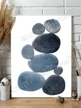 Blue Pebble Stacking Canvas Wall Art for Living Room Bedroom Home Decor