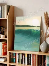 Sunset Ocean Wave Coastal Canvas Wall Art for Living Room Home Decor – view 4