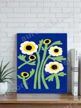Floral Canvas Wall Art with White Yellow Flowers for Home Decor